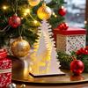 Wooden Christmas Tree Glowing Tabletop Ornament with Warm Light for Holiday Decor