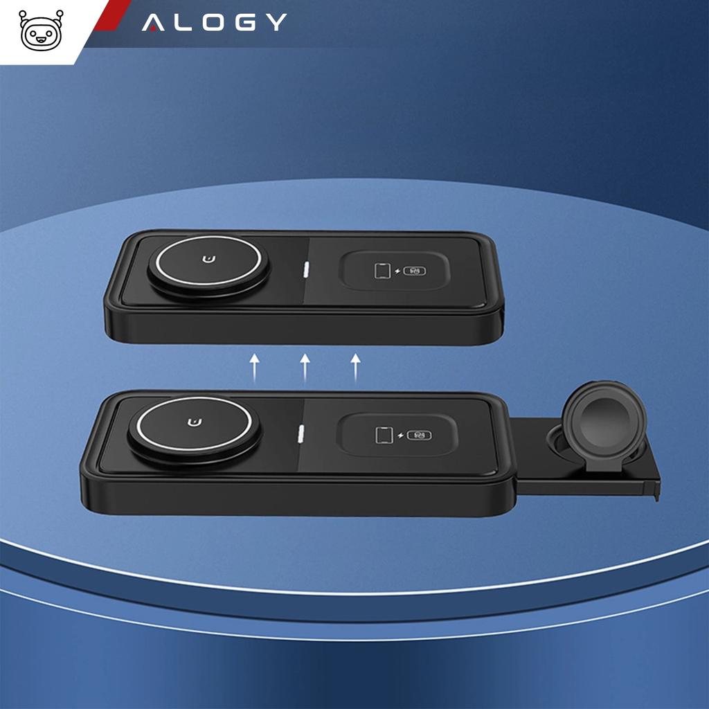 Alogy Wireless Charger Qi Pd Qc 3.0 2in1 Fast Charging For Apple iPhone Airpods Watch Charging Station Stand Black