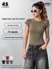 RS Women's Summer Elastic Raglan Short Sleeve T-shirt: Spliced Design, Skin-Friendly, Close-Fitting.