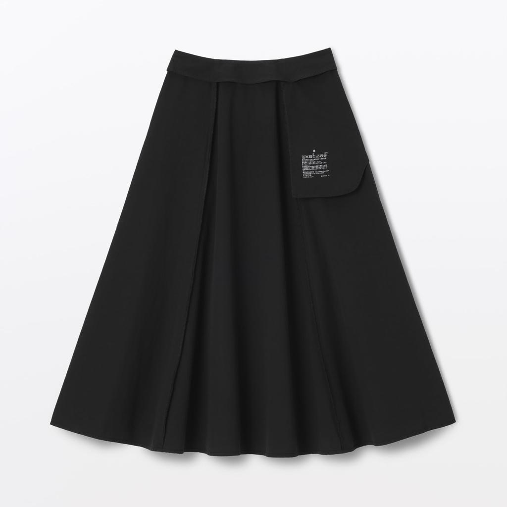 MUJI Women's Cool Flare Skirt, BE1VTA5S, Black, Size S