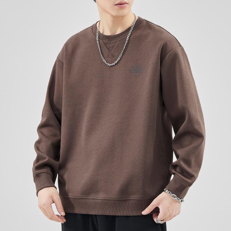 Men's Plus Velvet Warm Round Neck Hoodie - Autumn/Winter Style Long Sleeve Base Layer for Teens