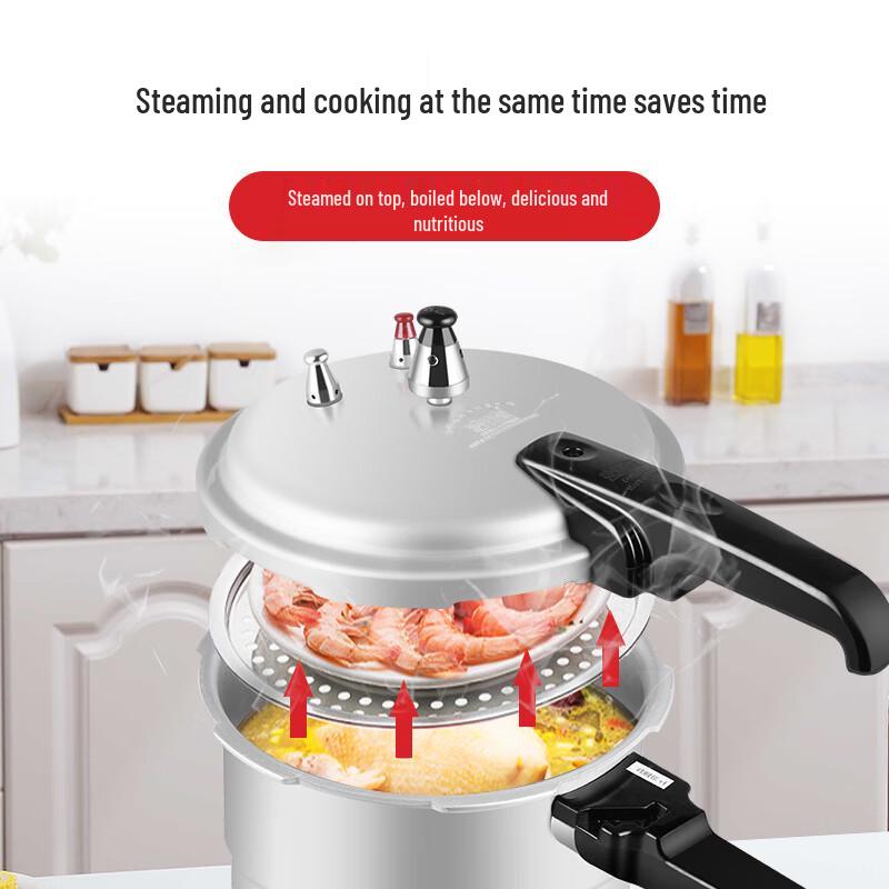 Double Happiness Aluminum Gas Stove Pressure Cooker with Steamer