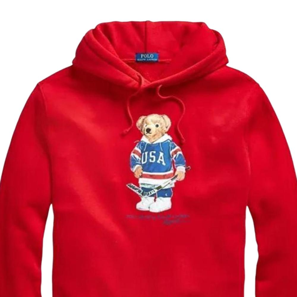 Polo Ralph Lauren Bear Graphic Hooded Fleece Sweatshirt Men sweatshirt Red MNPOKNI16820338-600