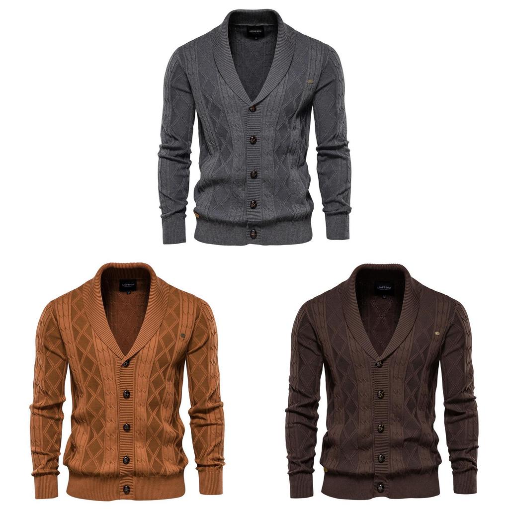 Cardigan da uomo con scollo a V e cotone ad alta elasticità per un look casual primaverile