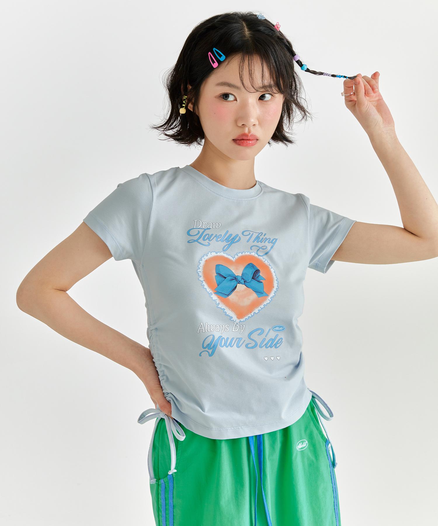 Adore Bell String Blue Lettering T-Shirt - Sky Blue