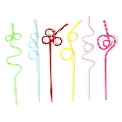 10Pcs Colorful Curved Straw Pet Shaped Straw Crazy Curly Plastic For Party Bar