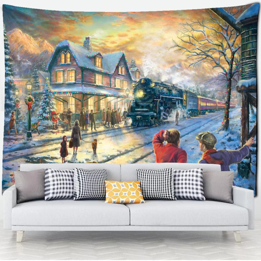 

Лесная хижина гобелен настенная картина маслом фон ткань печать психоделическое колдовство богемный декор 95x70cm