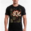 Orange And White Flower Woodcut Floral Illustration Tshirt Summer Casual Cotton Tee Oversized Streetwear Tops 100 Cotton