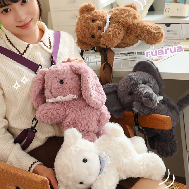 Zipper Backpack Plush Teddy Bear Cartoon Animals Fill Doll Stuffed Toy Gift Xmas