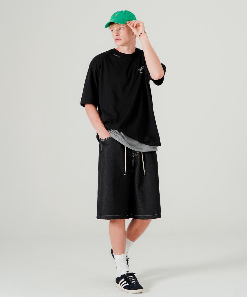 WV PROJECT Broden Bermuda Denim Half Shorts Black Hssp7793
