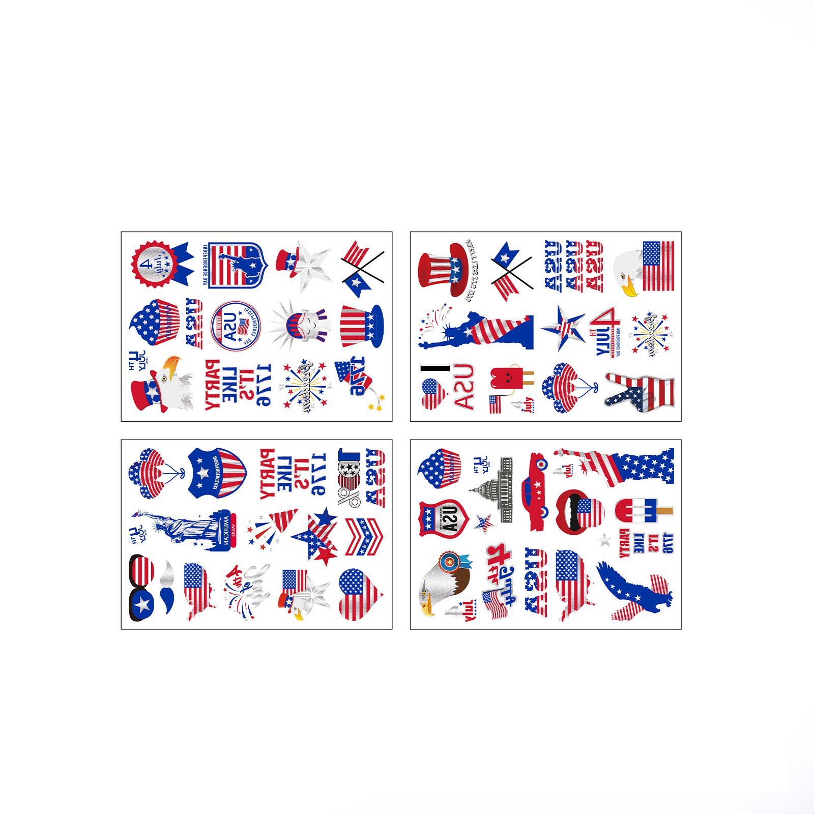 

4-piece Independent Day Face Stickers For The 250th Anniversary Celebration Of The United States. Party Stickers. One Size