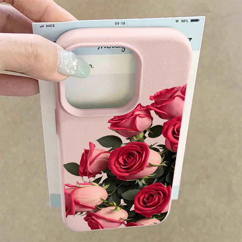 Luxury Rose Flower Phone Case For iPhone 17 Pro Max Funda iPhone 16 Pro Max 15 14 13 12 11 16e Air TPU Silicone Soft Cover Coque