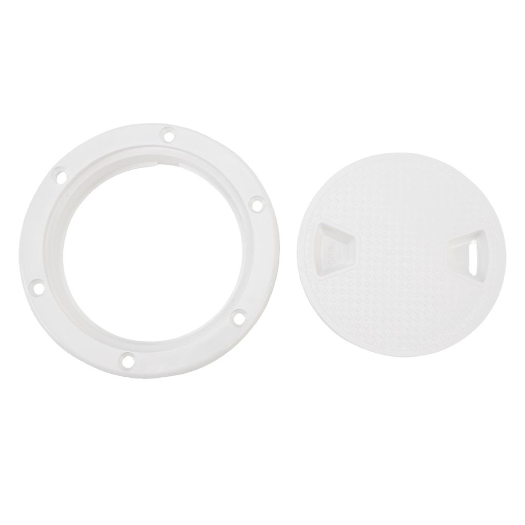 2PCS Boat Hatch Deck Plates Non Slip Round Shape Thickened Rubber Ring Inspection Deck Plate with Detachable Cover White