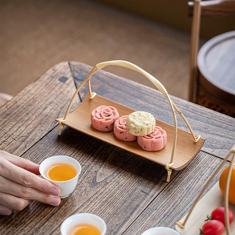 Bamboo Handled Serving Tray Set