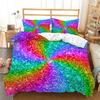 Copripiumino Sfumato Arcobaleno Set Biancheria da Letto Queen Cielo Stellato Colorato Copripiumino Geometrico Astratto in Microfibra con Federe