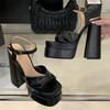 Star Style Double Platform Wedges Women Gladiator Sandals Summer 15cm Ultra High Heels Chunky Party Dress Shoes Sandals