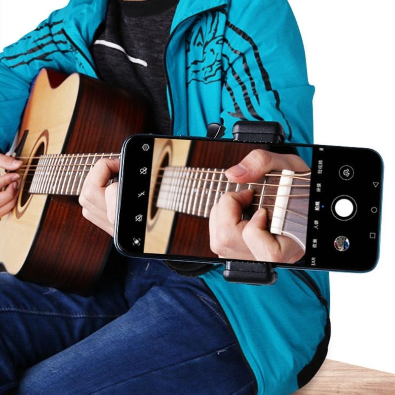 Držák na mobilní telefon na kytaru, Klipový držák na hlavu kytary pro telefon 5,5-7,5 cm