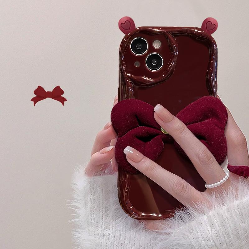 

Подходит для чехла для мобильного телефона Apple 15pro, Новогодний iPhone 14/13, плюшевая кукла с бантом, 11/12, силиконовый Xs iPhone 12 Pro