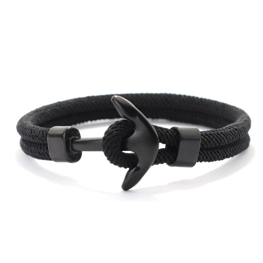 

Браслет-якорь для мужчин, модный студенческий темно-синий стиль, простой студенческий модный мужской женский плетеный миланский веревочный браслет для пары 20.5cm/8.07inch чёрный