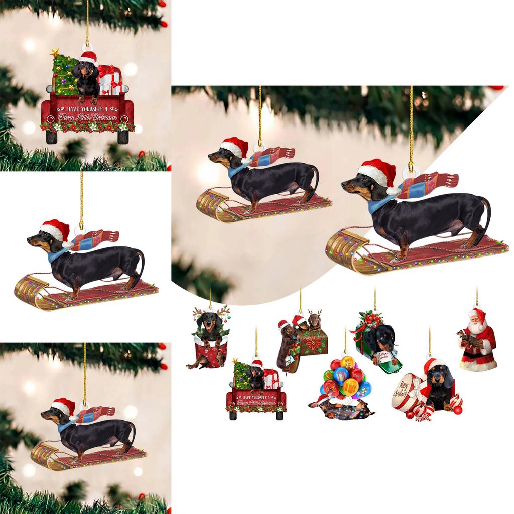 Adorable 2023 New Christmas Dachshund Series Tree Ornament For Home And Car Decor