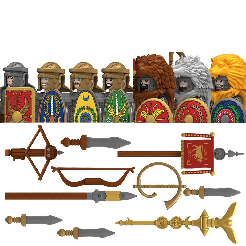 Middle Roman Series Building Blocks Castle Medieval Military Knight Soldier Figures Legion Army Warrior Shield Bricks Toys Gifts