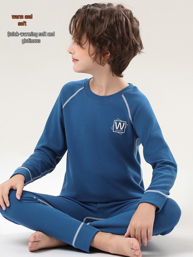 Boys' German Velvet Thermal Underwear Set with Fleece Lining for Teens & Big Kids - Autumn/Winter