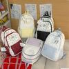Star Print Women's Backpack Color Block Student Schoolbag Travel Backpack