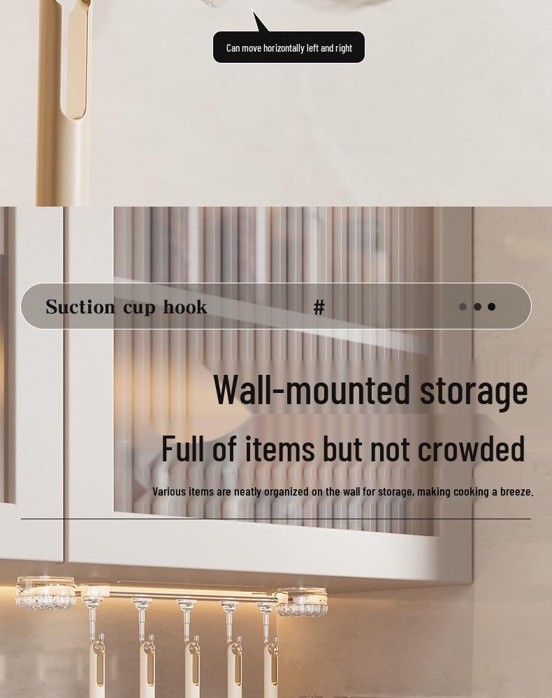 Wall-Mounted Kitchen Organizer: No-Punch Hooks, Spoon & Spatula Rack, Knife Holder Shelf