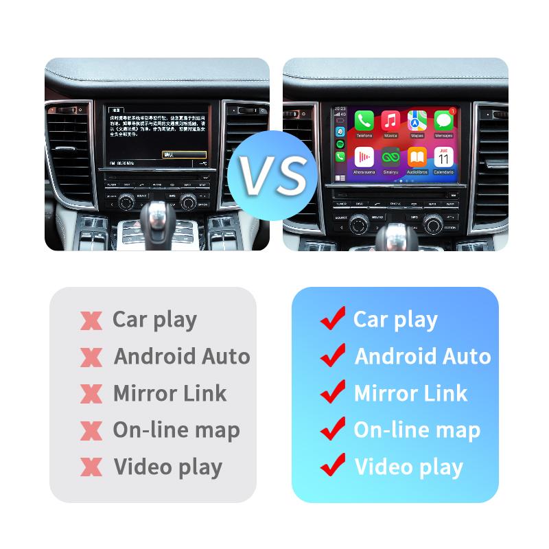Sinairyu Wireless Carplay Android Auto Mirror-Link Kit Compatible For Porsche Cayenne Cayman 911 PCM 3.0/3.1/4.0 System