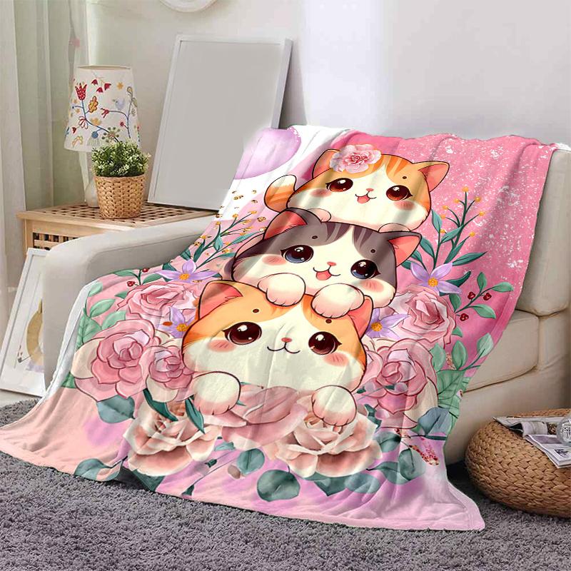 1pc Three Cute Cats Ideas Blanket, Softs for Bed Couch Sofa, Living Room, Travel, Camping, Car Blankets