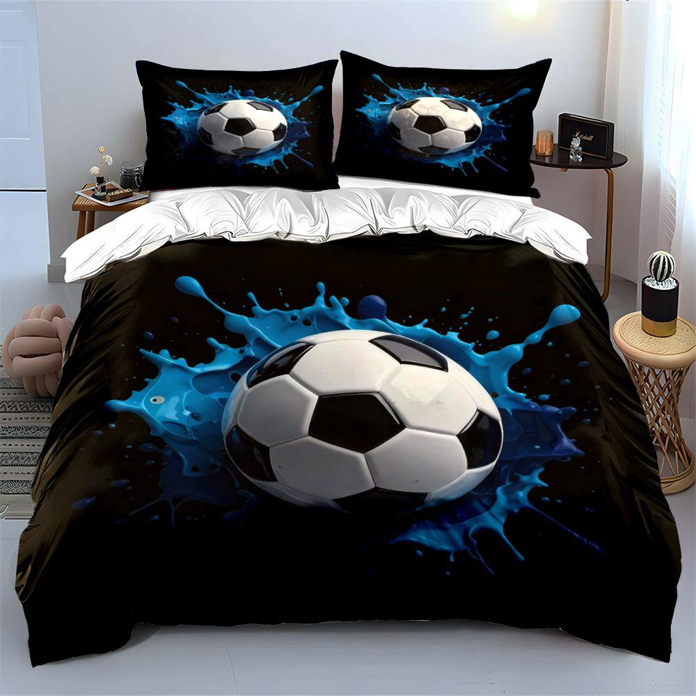 Dynamic Flying Football 3Pcs Bedding Set, Multiple Sizes Kid'S And Adults' Bedroom Exquisite 3Pc Bedding Set, Gift