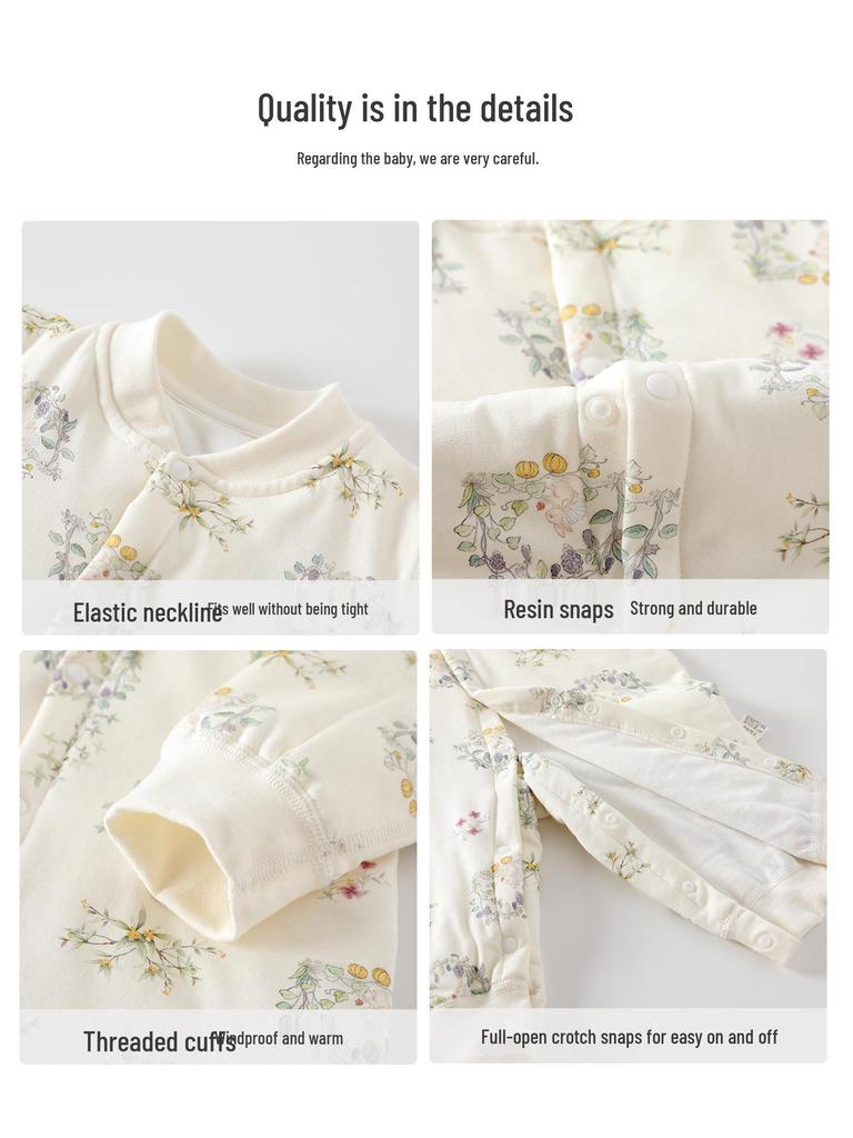 Thick Quilted Infant Onesie: Pure Cotton Autumn/Winter Wear for Newborns