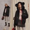 UNIFREE Women's Plush Spliced Hooded Winter Jacket
