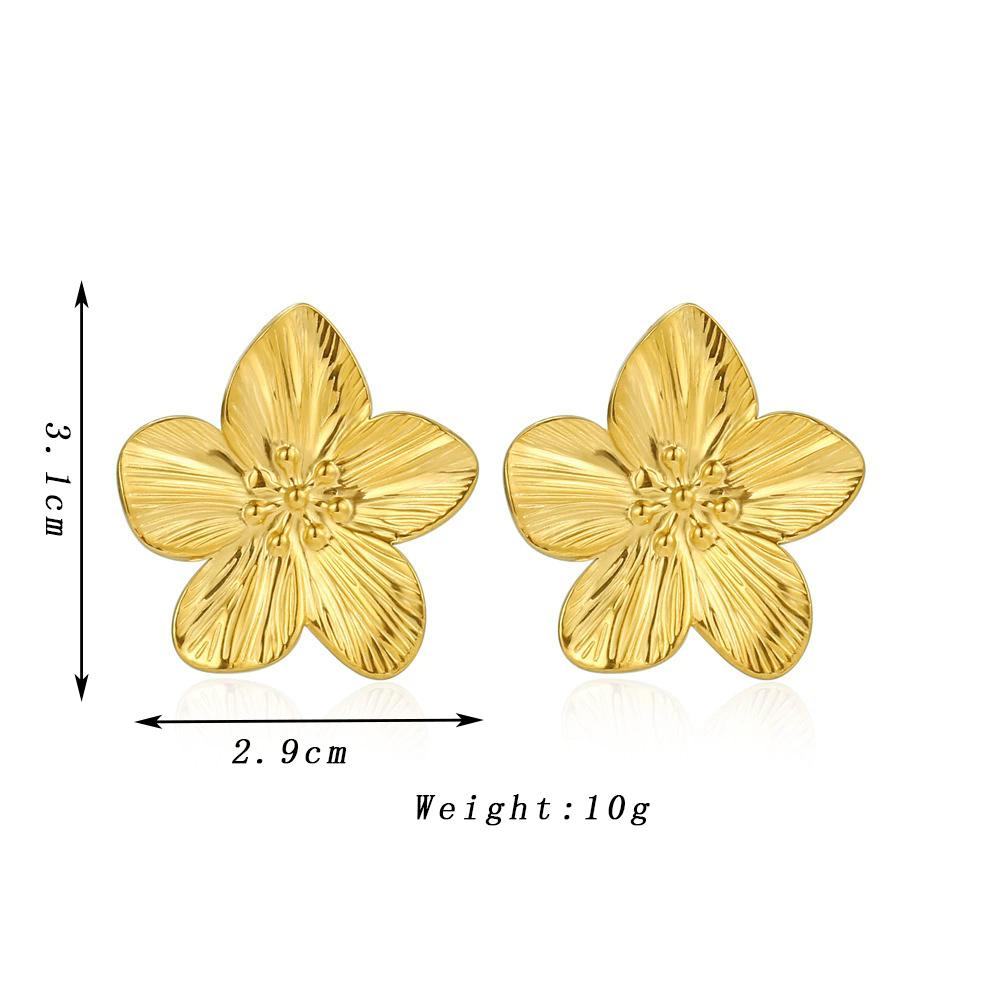 Uneven Petals Big Flower Drop Earrings for Women Golden Zinc Alloy Color Metal Dangle Earrings European Vintage Party Floral Zircon