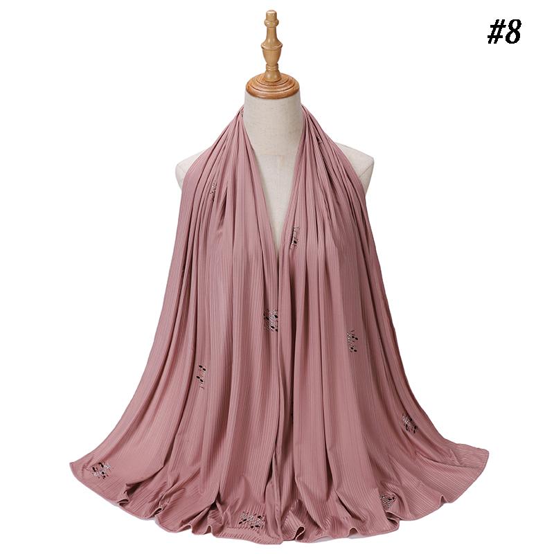 Ribbed Jersey Hijab Soft Breathable Stretch Scarf Shiny Sequins Muslim Shawls Wraps Islamic Headscarf Foulard