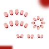 French Style Press On Nail 24Pcs Glossys Red Holiday Design Short Almond Shape Sparkles Easy Application