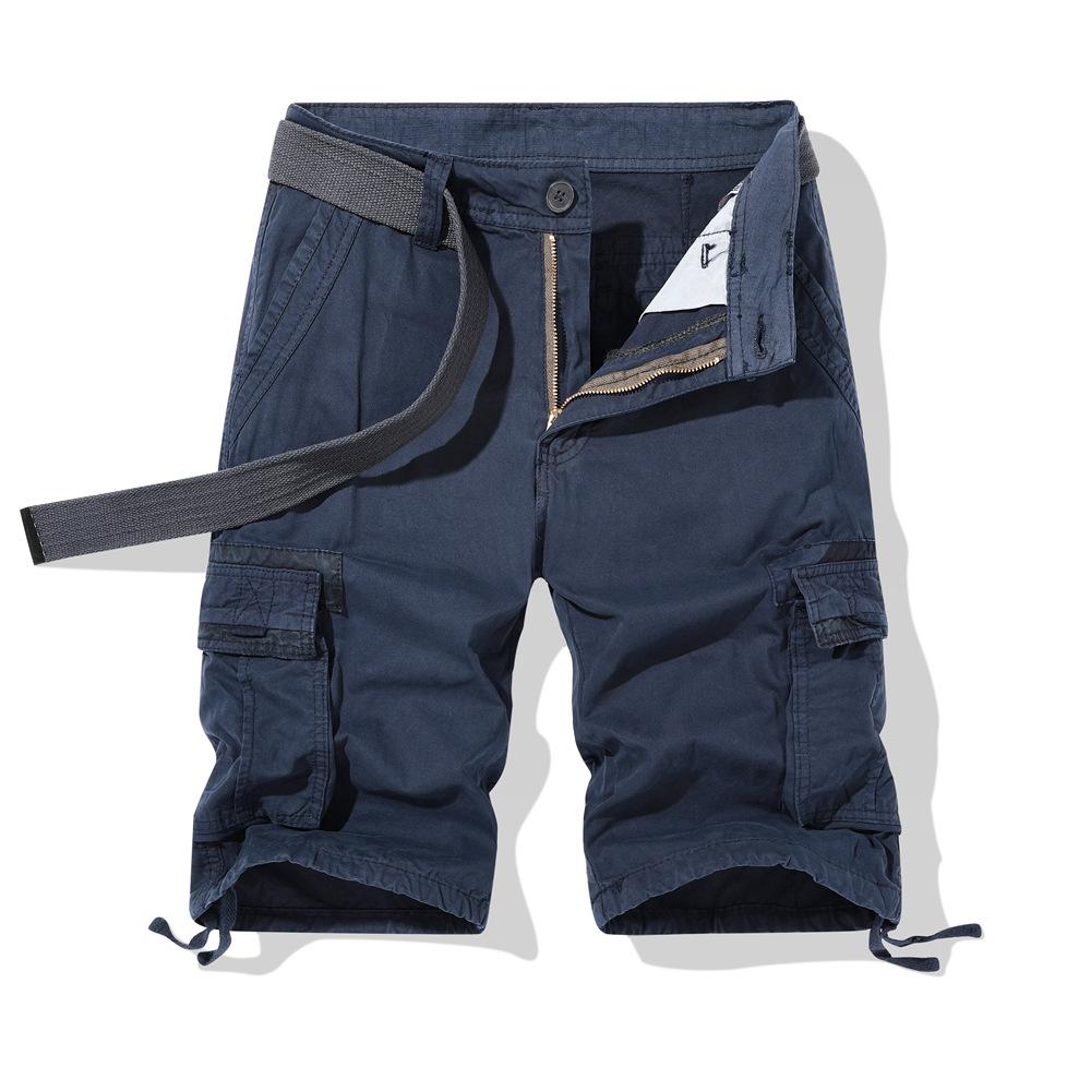 Yaz Yeni erkek Gevşek Düz Kargo Şort Çok cepli Siyah Pantolon Açık Beş noktalı Pantolon Rahat Büyük Boy