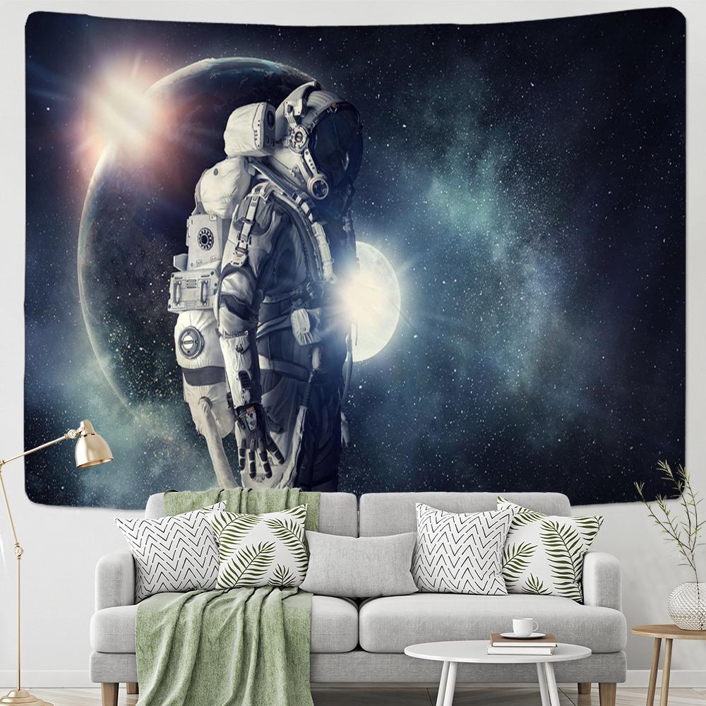 Cosmonaut Celestial Body Tapestry Wall Hanging Fantasy Universe Science Hippie Living Room Printing Room Decor