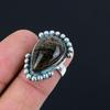 Natural Honey Dendrite Opal Sterling Silver Statement Anniversary Ring Size 7