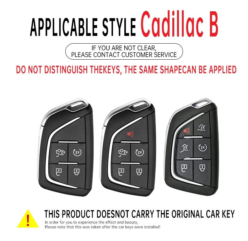 Zinc Alloy Genuine Leather Auto Key Fob Remote Case Cover Housing Fit For Cadillac Escalade Ct4 Ct4-V Ct5 Xts Ct6 C8 Fit For Gmc Yukon Auto