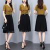 Chiffon Spring and Summer Half Skirt High-end High Waisted A-line Women's Mid To Long Style Loose and Slimming Temperament Thin Skirt Black