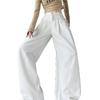 White Wide-Leg Jeans For Women New High-Waisted Pleated Loose-Fitting Slimming Hip-Covering Drapey Floor-Length Straight Pants