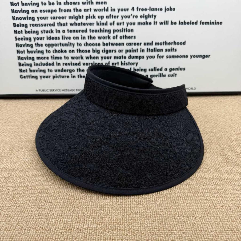 ins wind flower lace empty top hat women's big eaves sunshade face small headband sun hat