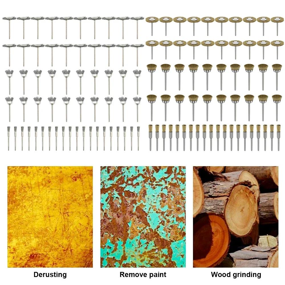 60PCS Wire Brush Wheel Cup Brush Set for Drill Attachment Coarse Carbon Steel Crimped Wire Wheel for Cleaning Rust, Stripping