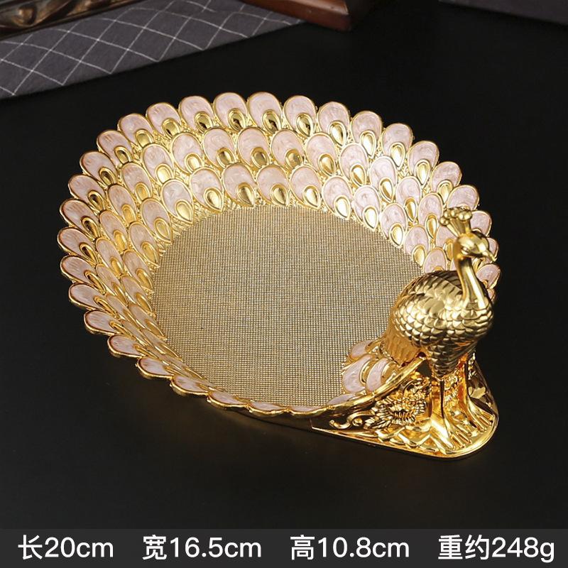 Luxury European Peacock Metal Fruit Tray Decorative Snack Candy Dish Gold Silver Living Room Table Decor Housewarming Gift