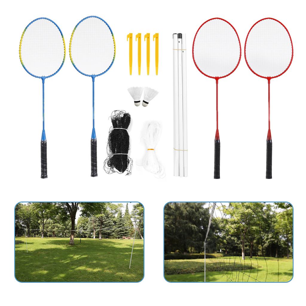 Badminton Combo Set Reusable Portable Sports Badminton System Set with Net for Outdoor