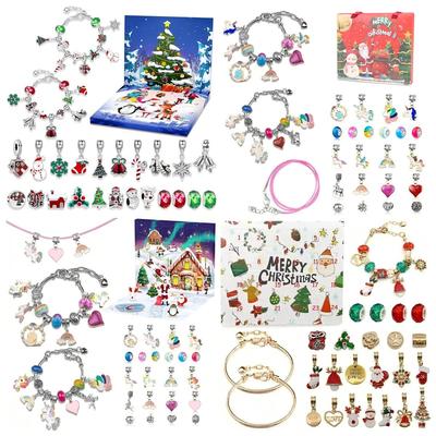 Calendario dell'Avvento Conto alla Rovescia di Natale Scatola Regalo - Set di 24 Ornamenti per Braccialetti Fai da Te