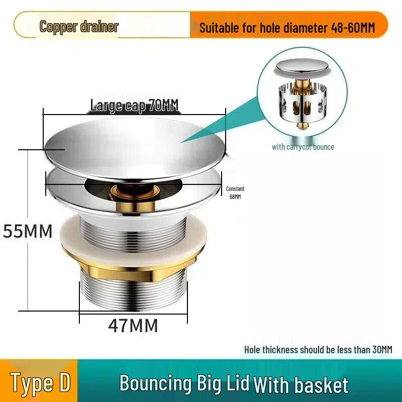 CHENDU Bathtub Pop-up Drain Stopper with Basket