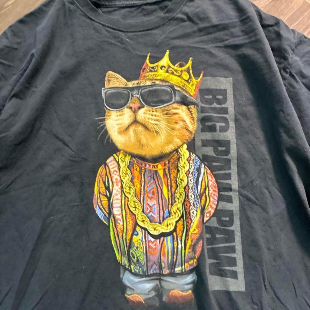 [USED] 7TSM2BIG PAW PAW Rap T-shirt Cat Animal Used