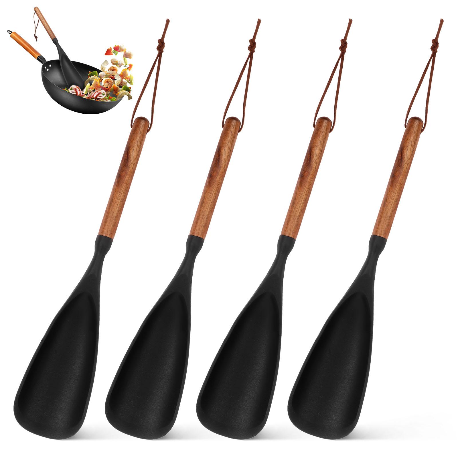 4/5Pcs Silicone Cooking Utensils Set Heat Resistant Kitchen Utensils Set Silicone Spatula Ladle with Wooden Handle Kitchenware